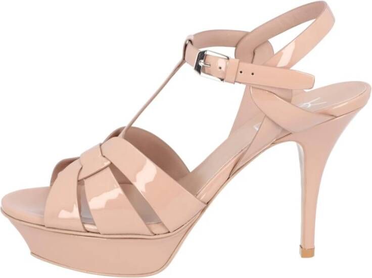 Saint Laurent Beige Platform Sandal High Heel