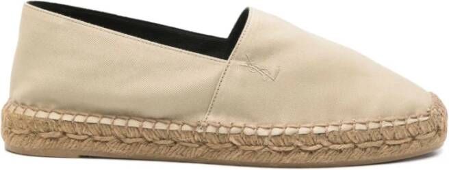 Saint Laurent Beige Platte Schoenen Zijde Nylon Zool