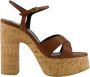Saint Laurent Bianca Platform Sandalen in Cognac Leer - Thumbnail 1