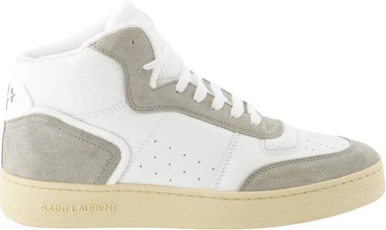 Saint Laurent Bicolor Leren en Suède Sneakers White Heren