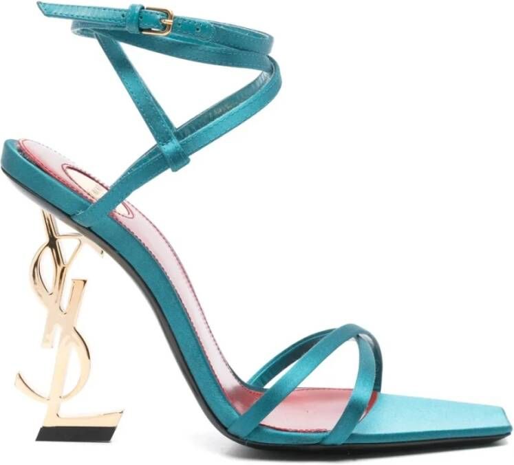 Saint Laurent Blauw Zijde Cuba Sandalen