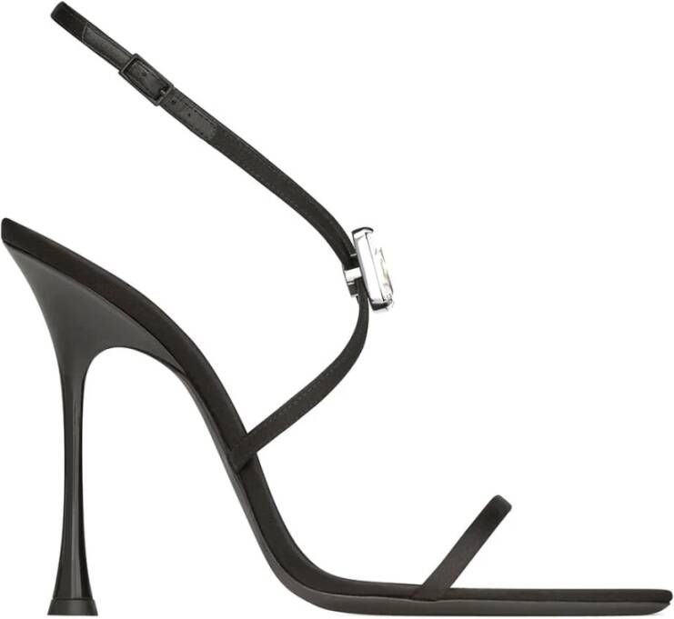 Saint Laurent Blauwe Leren Sandalen Black Dames