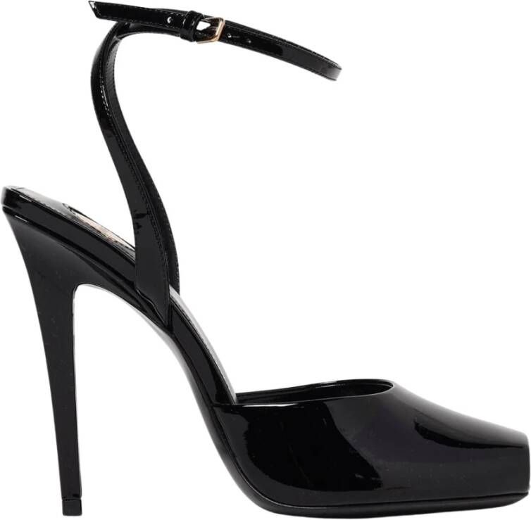 Saint Laurent Bordeauxkleurige Sandalen met Hoge Hak van Lakleer