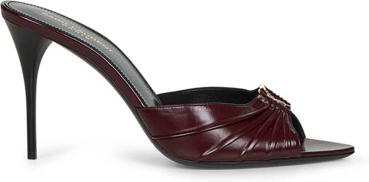 Saint Laurent Bordeauxleren Stiletto Sandalen