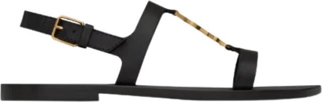 Saint Laurent Bronzen Leren Sandalen met Enkelband