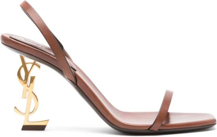 Saint Laurent Bruin Leren Sandalen Vierkante Neus Brown Dames