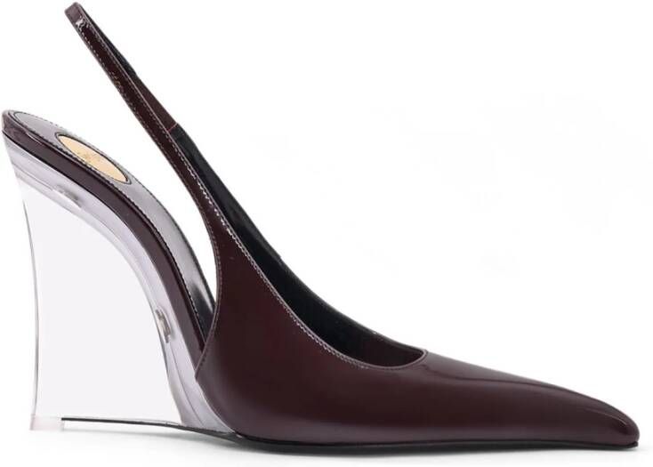 Saint Laurent Bruine Sleehak Sandalen met Elastische Enkelband