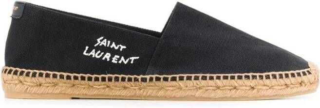 Saint Laurent Canvas Logo Espadrilles Instap Schoenen Black Heren