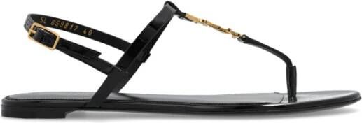 Saint Laurent Zwarte Flip Sandaal Black Dames