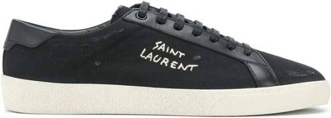 Saint Laurent Court Classic Sl 06 Embroidered Sneakers IN Canvas AND Smooth Leather