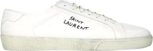 Saint Laurent Crèmekleurige Canvas Veterschoenen Beige Heren