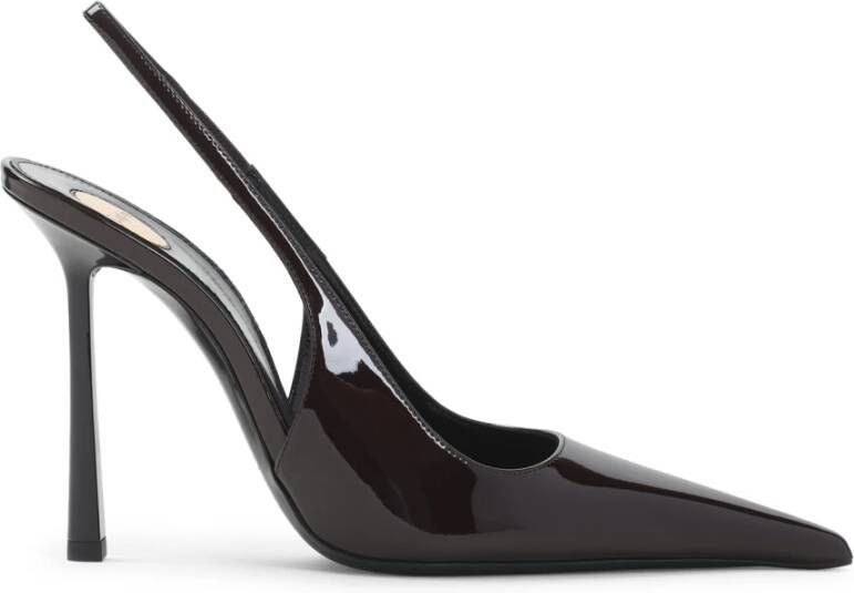 Saint Laurent Donkerbruine Kalfleren Pumps