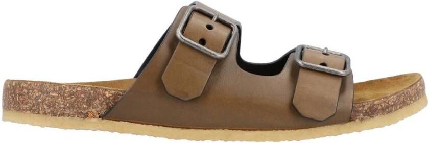 Saint Laurent Dubbele Gesp Kurk Platte Sandalen