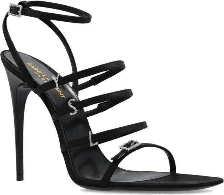 Saint Laurent Elegante kristallen sandalen met multi-gespen