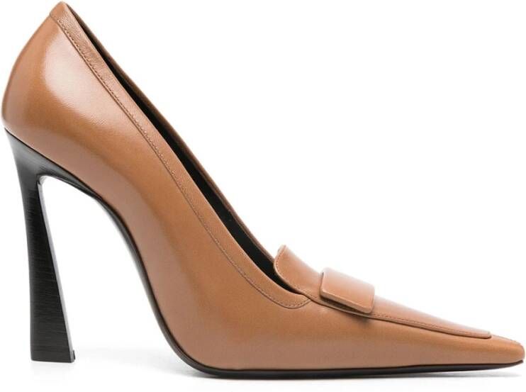 Saint Laurent Elegante Zwarte Leren Pumps Brown Dames