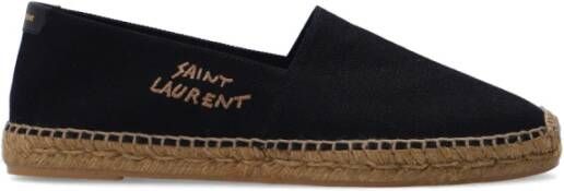 Saint Laurent Canvas Logo Espadrilles Instap Schoenen Black Heren