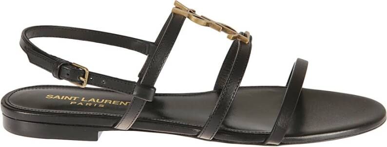 Saint Laurent Zwarte Leren Sandalen met Verstelbare Band Black Dames - Foto 1
