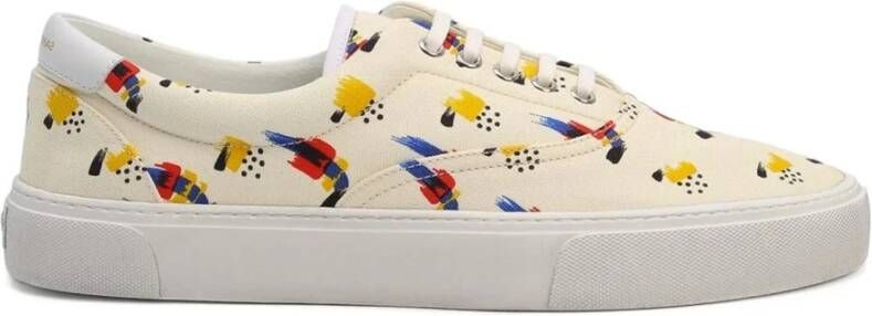 Saint Laurent Gedrukte canvas sneakers gemaakt in Italië Beige Heren