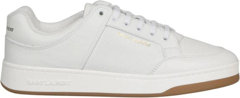 Saint Laurent Vetersluiting Leren Bicolor Basket Sneakers White Heren