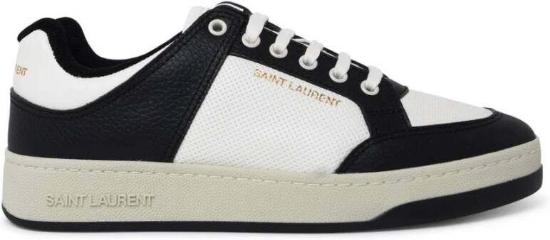 Saint Laurent Geperforeerde leren sneakers met logo print White Heren