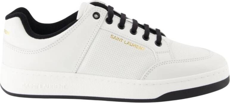 Saint Laurent Witte Lage Vetersneakers met Geperforeerd Leer White Heren