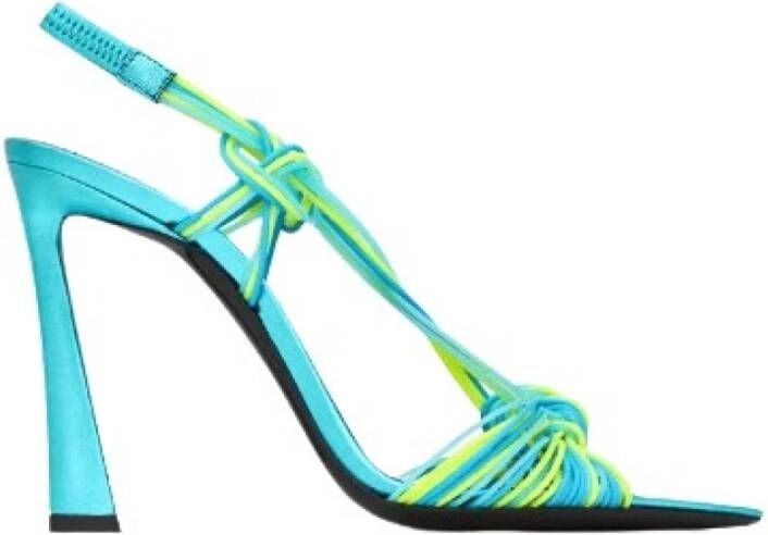 Saint Laurent Gippy 120mm Knopen-Detail Hoge Hak Sandalen Blauw Dames