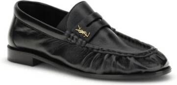 Saint Laurent Gouden Metalen Leren Loafers