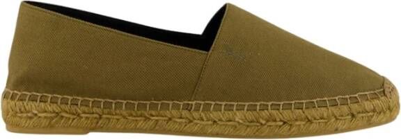 Saint Laurent Groene katoenen espadrilles met Cassandre borduurwerk