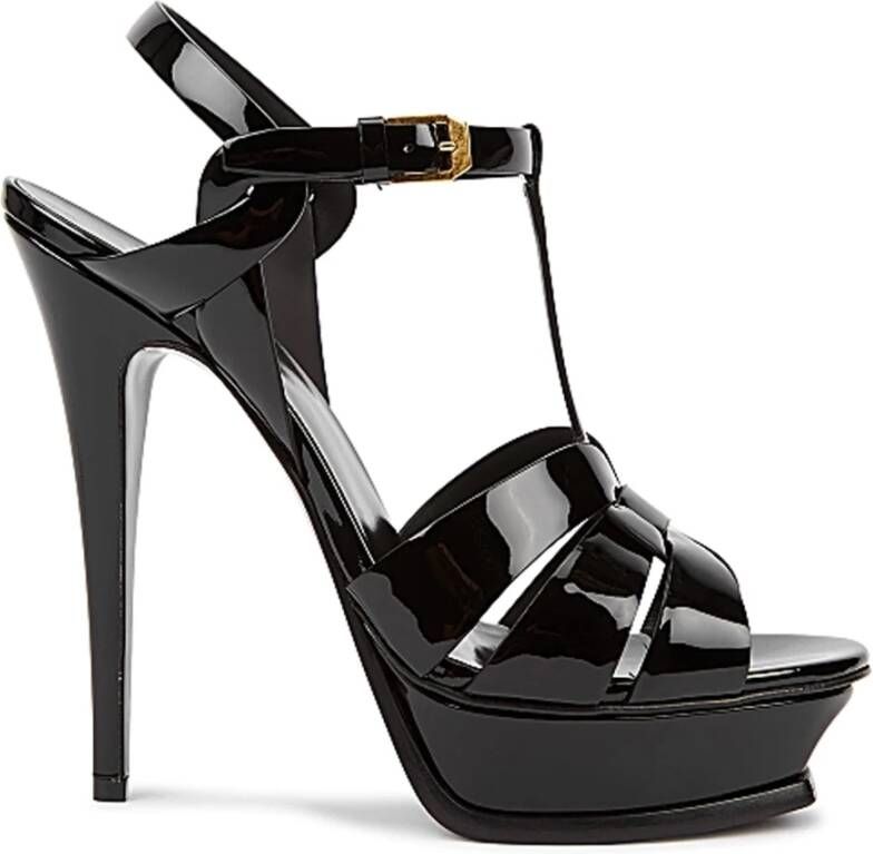 Saint Laurent Hoge hakken leren sandalen Zwart Dames