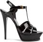 Saint Laurent Zwarte Hoge Hak Gevlochten Band Sandalen Black Dames - Thumbnail 1