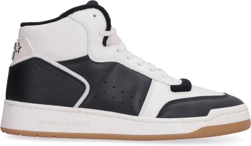 Saint Laurent Hoge leren sneakers met geperforeerde details
