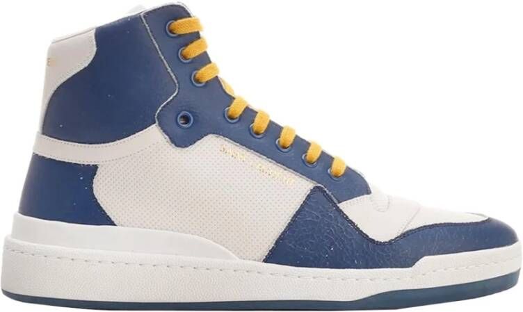 Saint Laurent Hoge Sneakers met Iconisch Logo Blue Heren