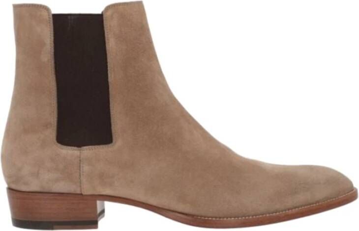 Saint Laurent Klassieke Leren Laars Beige Heren