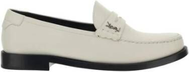 Saint Laurent Klassieke Leren Loafers Elegante Stijl White Dames
