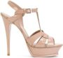 Saint Laurent Klassieke Tribute 105 Hoge Hak Sandalen Beige Dames - Thumbnail 9