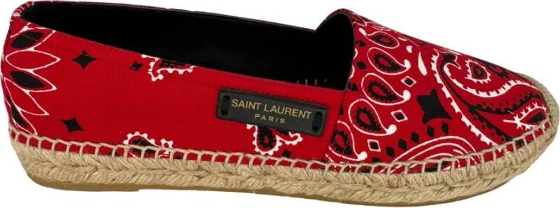 Saint Laurent Kleurrijke Bandana Espadrille Red Dames