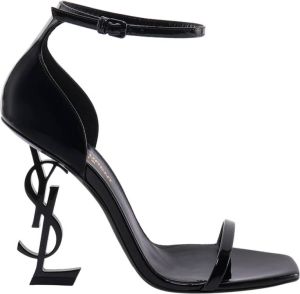 Saint Laurent Lakleren Sandalen met Verstelbare Enkelband Zwart Dames