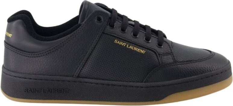 Saint Laurent Lamé Logo Bicolor Leren Sneakers Black Heren