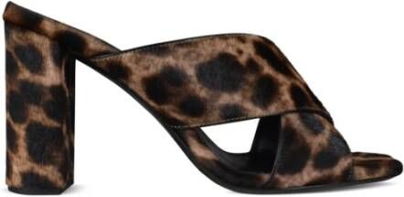 Saint Laurent Leopard Loulou Hoge Hak Sandalen Bruin Dames