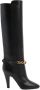 Saint Laurent Zwarte leren enkellaarsjes met kettingdetail Black Dames - Thumbnail 10