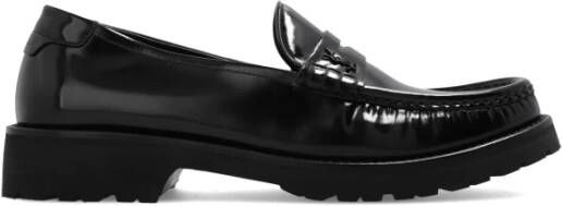 Saint Laurent Zwarte Almond Tip Monogram Loafers Black Heren