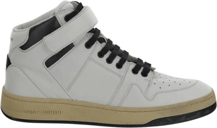 Saint Laurent Leren Mid Top Sneaker White Heren