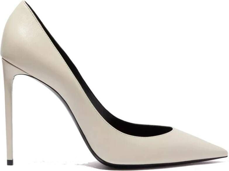 Saint Laurent Leren Pumps Beige Dames