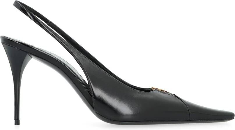 Saint Laurent Leren Slingback Pumps Puntige Neus Ontwerp