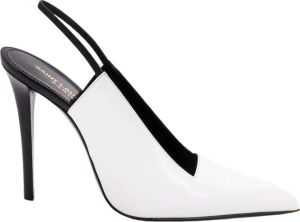 Saint Laurent Leren Slingback Stiletto Hakken Wit Dames