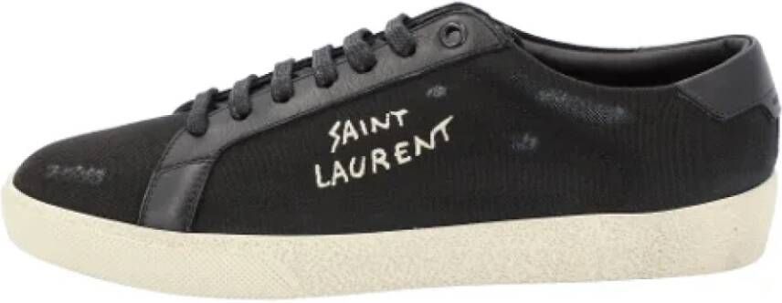 Saint Laurent Court Classic Sl 06 Embroidered Sneakers IN Canvas AND Smooth Leather
