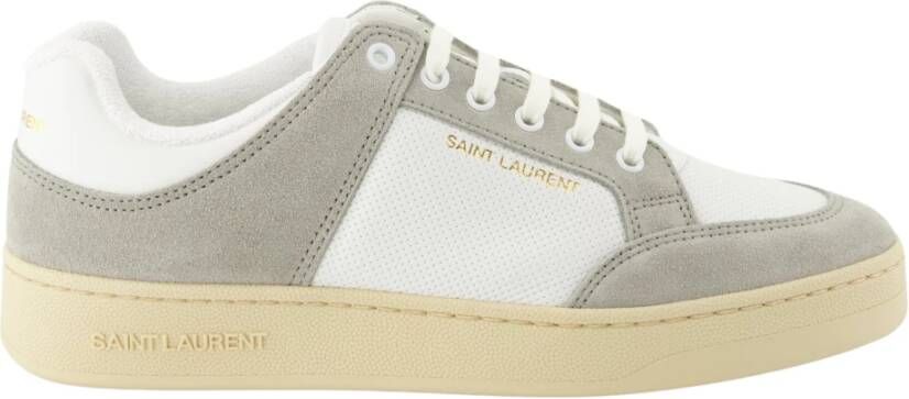Saint Laurent Leren Vetersneakers Beige Heren