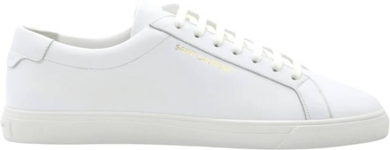Saint Laurent Witte Lage Vetersneakers met Goudkleurig Logo White Heren