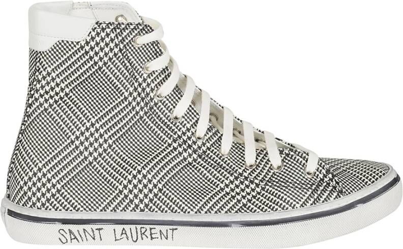 Saint Laurent Malibu Mid to SL Sig Sneakers Grijs Heren