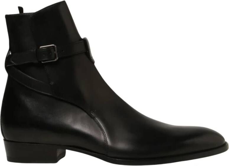 Saint Laurent Zwarte Gesloten Jodhpur Laarzen Black Heren